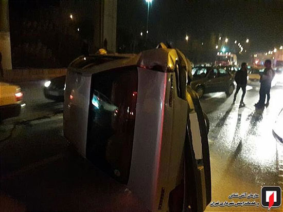 تصادف شدید ۴۰۵ و ۲۰۶ در شرق تهران