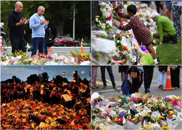 ادای احترام به قربانیان حادثه نیوزیلند