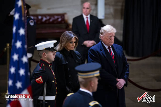 ترامپ و همسرش در مراسم تشییع