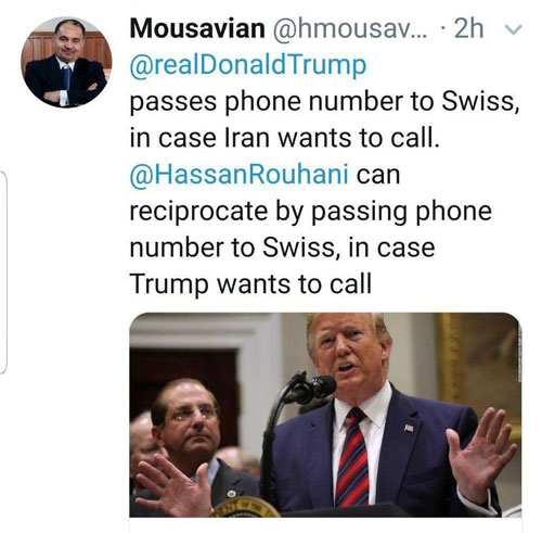 موسویان به روحانی: شماره بده تا ترامپ زنگ بزند!