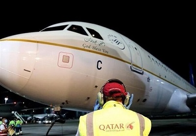 ورود اولین هواپیمای سعودی به قطر