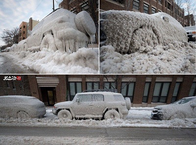 یخ زدگی خودروها در شیکاگو
