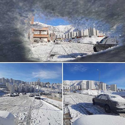 گرفتار شدن خودرو‌ها در برف پردیس