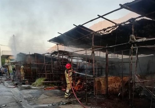 آتش سوزی در بازار گل امام رضا