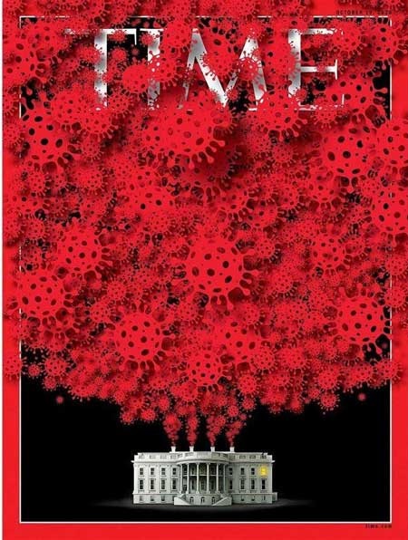 جلد نشریه تایم درباره شیوع کرونا در کاخ سفید