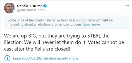ترامپ: برخی سعی می‌کنند انتخابات را سرقت کنند