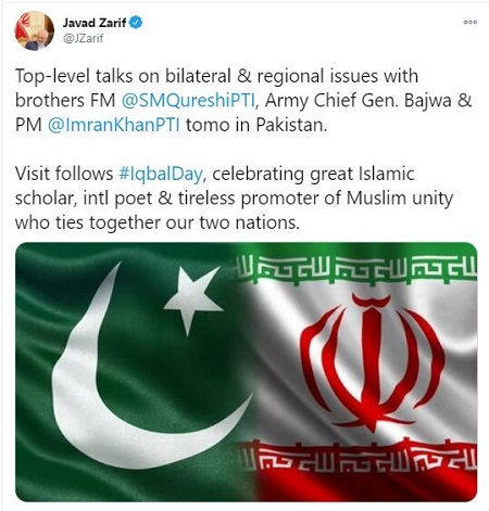 توئیت ظریف درباره برنامه‌های سفرش به پاکستان
