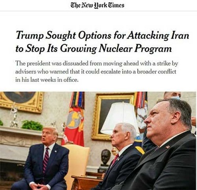 ادعای نیویورک‌تایمز درباره حمله آمریکا به ایران