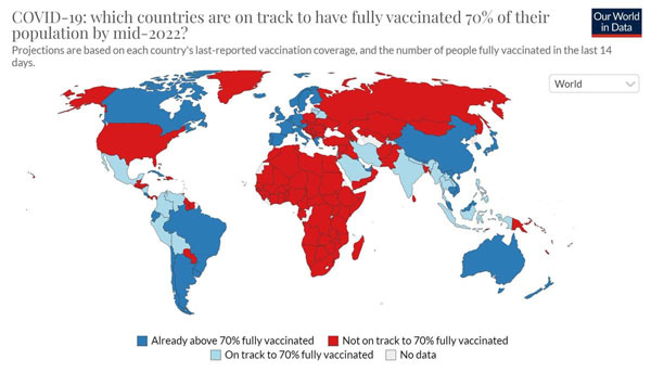نقشه واکسیناسیون در جهان