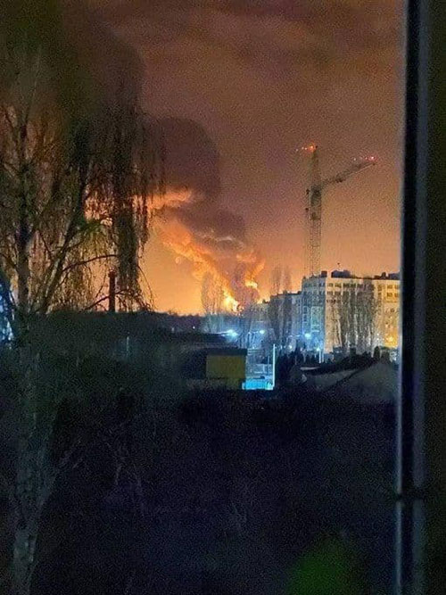 اصابت موشک به یک مخزن نفت در نزدیکی کی یف
