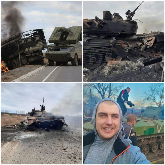 تصاویری از انهدام تانک‌های روسی توسط اوکراینی‌ها