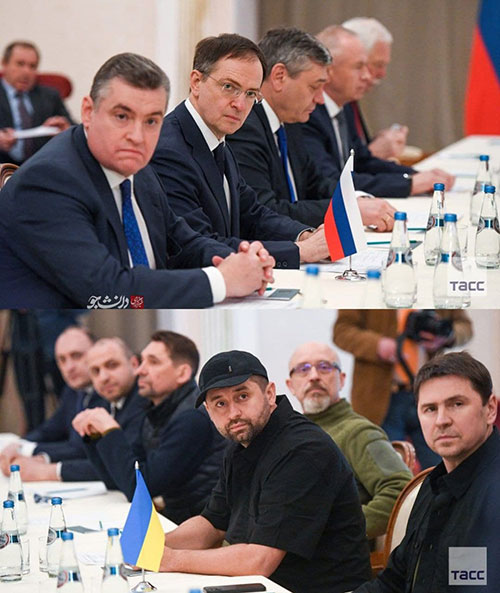 تفاوت ظاهر جالب هیئت مذاکره کننده روسی و اوکراینی