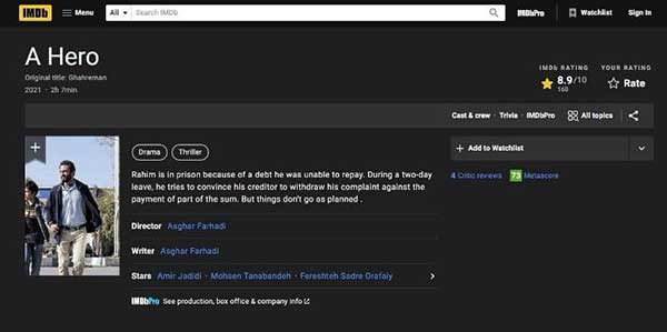 اولین امتیاز‌های فیلم جدید اصغر فرهادی در IMDB