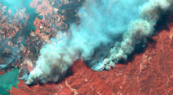 عکس ماهواره‌ای از آتش سوزی جنگلی در ترکیه
