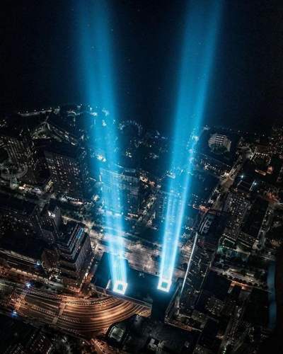نورپردازی برج‌های دوقلو در سالگرد حادثه ۱۱ سپتامبر