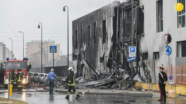 سقوط هواپیما روی یک ساختمان در میلان ایتالیا