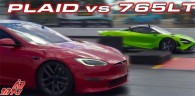 مسابقه درگ تسلا مدل S پلید با مک لارن 765LT