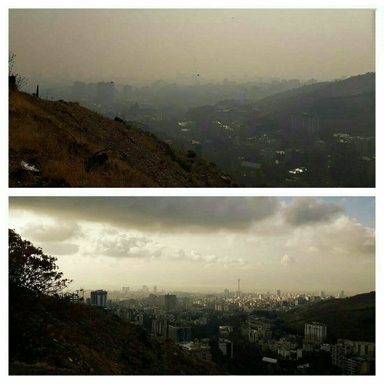 آلودگی هوای تهران؛ یک قاب در دو روز!