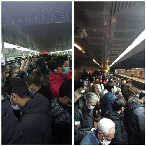 ازدحام مسافران در خط ۴ متروی تهران