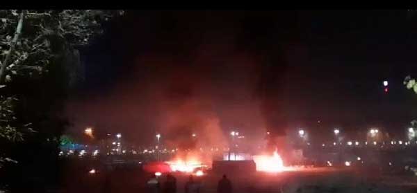 آتش‌سوزی در محل برپایی چادر کشاورزان معترض