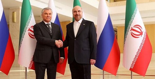 استقبال رسمی «قالیباف» از رئیس مجلس روسیه