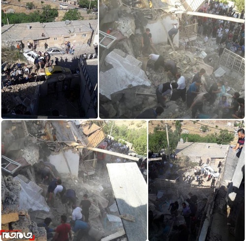 ریزش مرگبار ساختمان ۳ طبقه در کرمانشاه