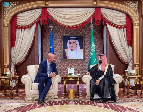 دیدار ولیعهد سعودی و رئیس شورای اروپا