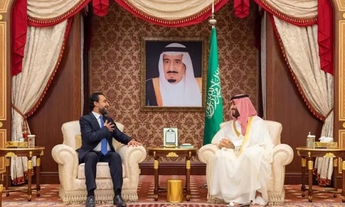 دیدار ولیعهد عربستان و رئیس پارلمان عراق در جده