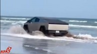 سایبرتراک تسلا در حال رانندگی به سمت خلیج مکزیک دیده شد