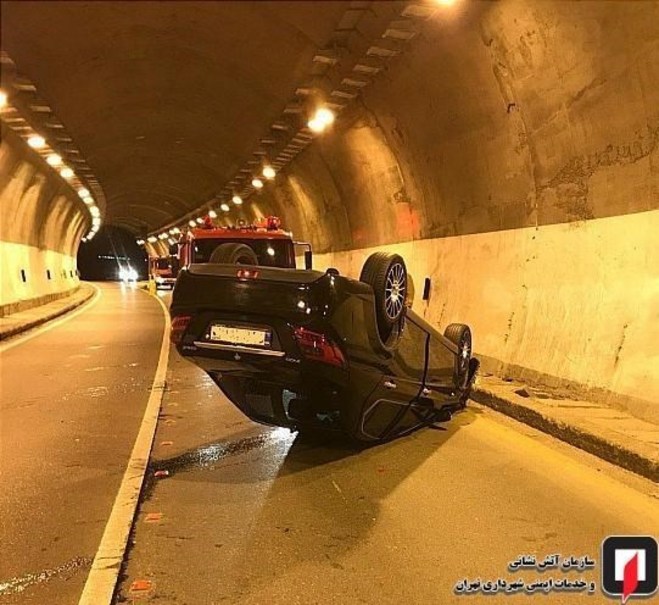 واژگون شدن خودرو «دنا» در تونل پردیس