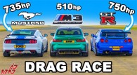 آیا بی ام و M3 می تواند بر R34 GTR و موستانگ را در یک مسابقه درگ پیروز شود؟