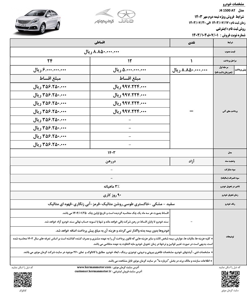 قیمت رسمی و شرایط فروش خودروی «ایگل» کرمان موتور اعلام شد