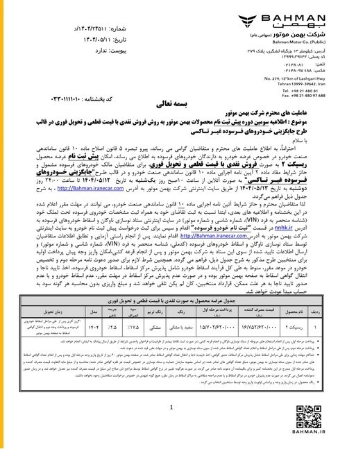 آغاز سومین مرحله واریز وجه متقاضیان خودروی «ریسپکت تیپ ۲» در قالب طرح جوانی و فرسوده